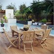 Modway Marina 7-Piece Teak Wood Outdoor Patio Dining Set in Natural