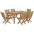 Modway Marina 7-Piece Teak Wood Outdoor Patio Dining Set in Natural