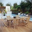 Modway Marina 7 Piece Outdoor Patio Teak Dining Set in Natural