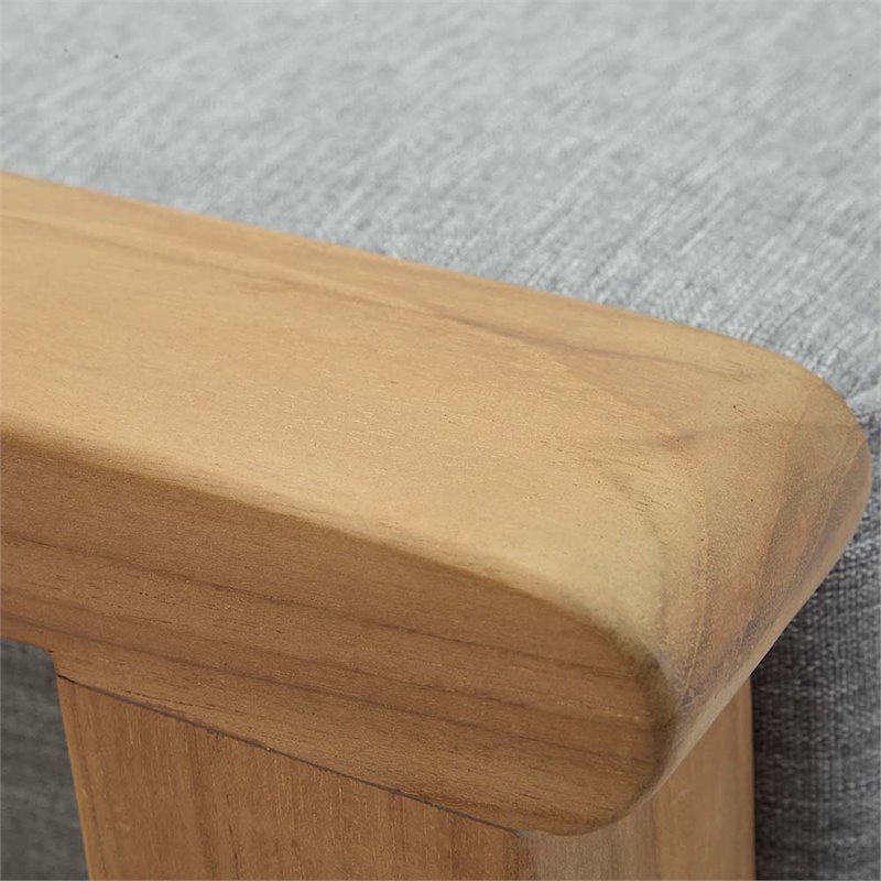 Marina Outdoor Patio Teak Ottoman in Natural Gray