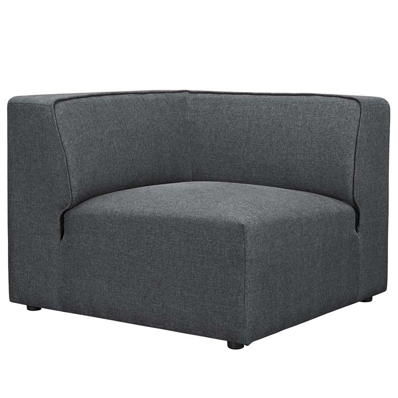 Modway Mingle 5-Piece Fabric Upholstered Armless Corner Sectional in Gray