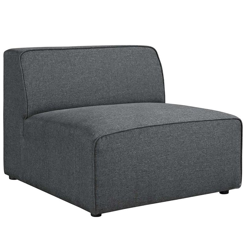 Modway Mingle 5-Piece Fabric Upholstered Armless Corner Sectional in Gray