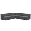 Modway Mingle 5-Piece Fabric Upholstered Armless Corner Sectional in Gray