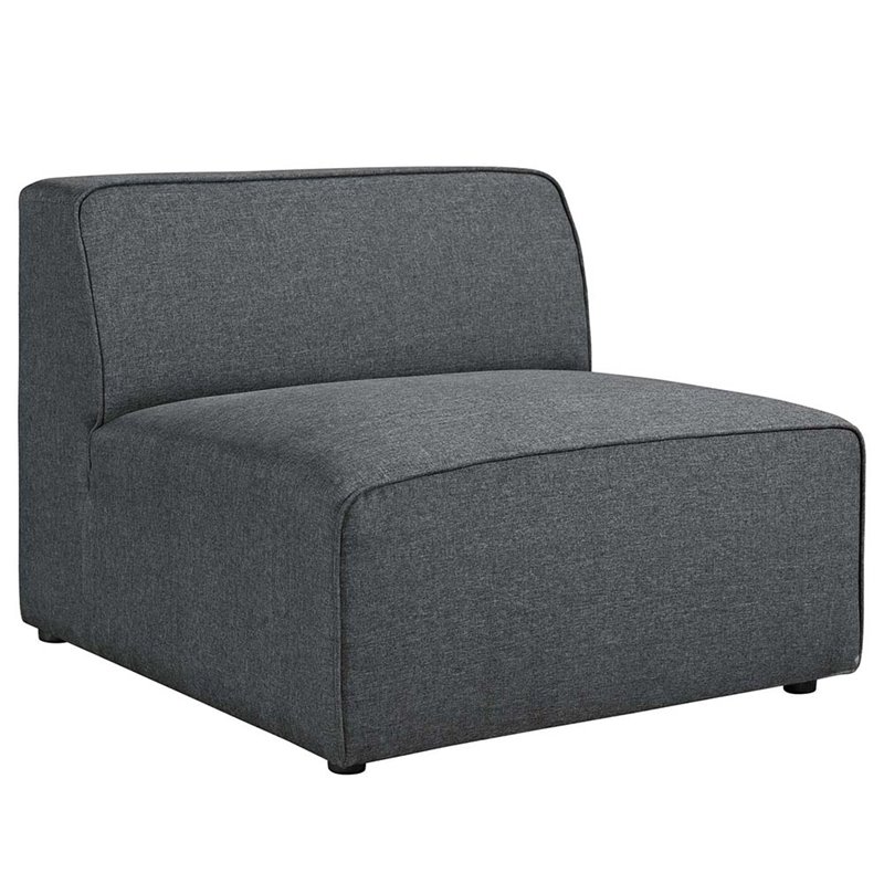 Modway Mingle 7-Piece Fabric Upholstered Armless Corner Sectional in Gray