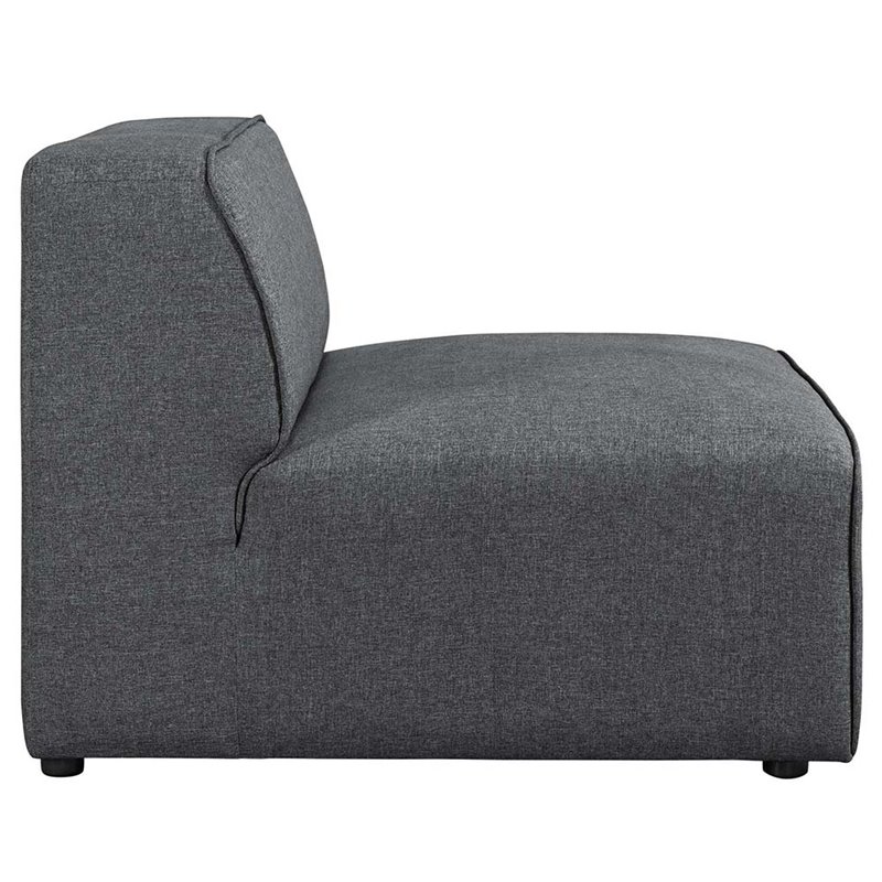 Modway Mingle 7-Piece Fabric Upholstered Armless Corner Sectional in Gray