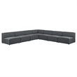 Modway Mingle 7-Piece Fabric Upholstered Armless Corner Sectional in Gray