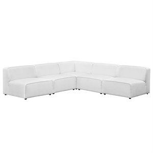 modway mingle armless corner sectional in white