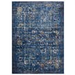 Modway Minu 4' x 6' Floral Lattice Area Rug in Dark Blue and Yellow