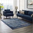 Modway Minu 5' x 8' Floral Lattice Area Rug in Dark Blue and Yellow