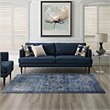 Modway Minu 5' x 8' Floral Lattice Area Rug in Dark Blue and Yellow
