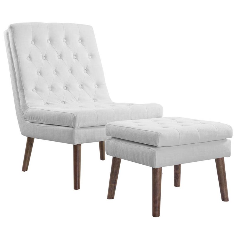 Modway Modify Tufted Accent Chair And, White Tufted Chair And Ottoman