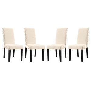 Modway Parcel 19.5&quot Polyester Fabric Dining Side Chair in Beige (Set of 4)