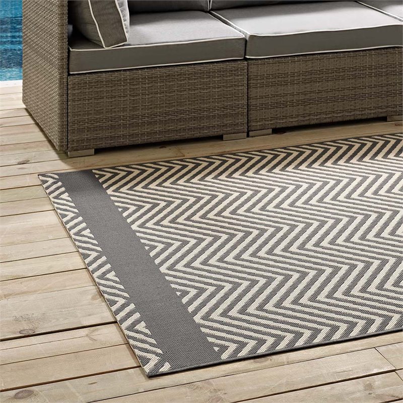 Modway Optica 5' x 8' Area Rug in Gray and Beige