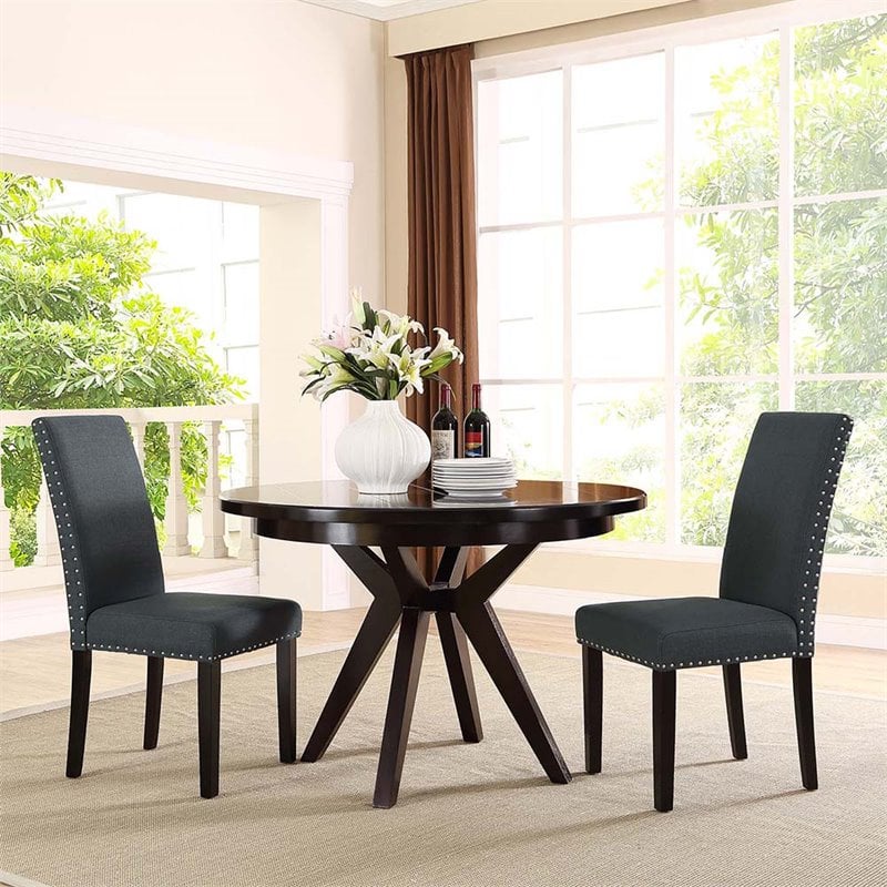 modway parcel 19.5&quot polyester fabric dining side chair in gray (set of 2)