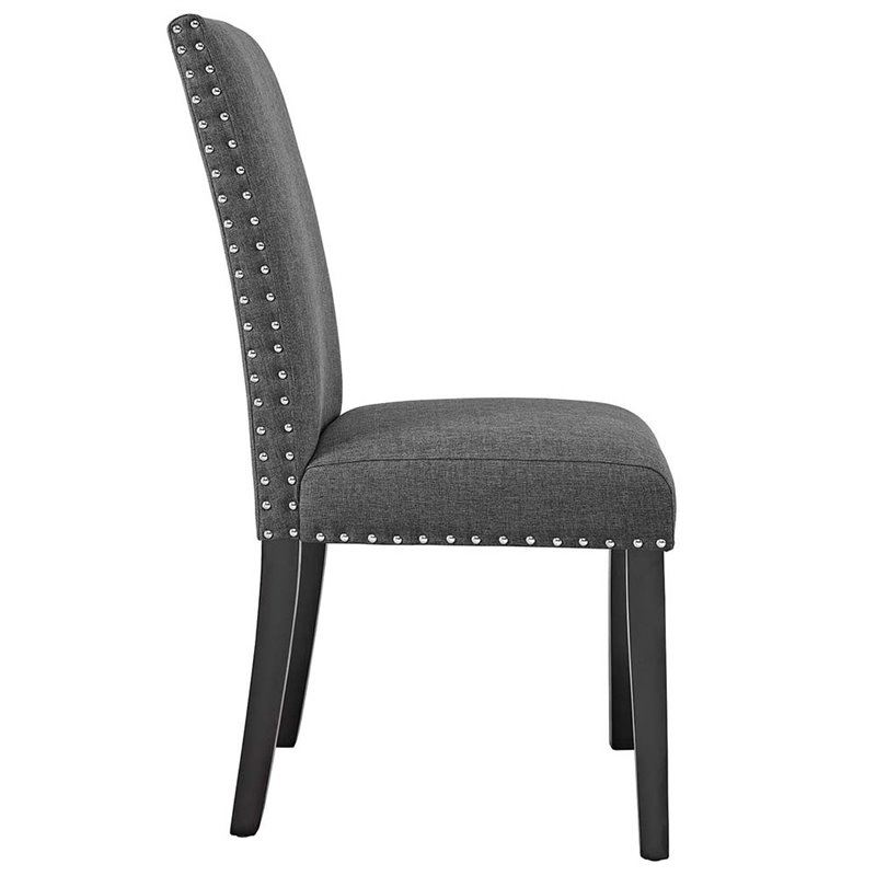 modway parcel 19.5&quot polyester fabric dining side chair in gray (set of 2)
