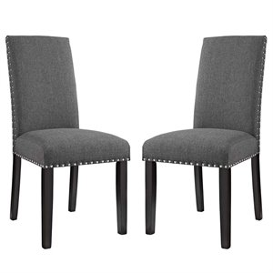 Modway Parcel 19.5&quot Polyester Fabric Dining Side Chair in Gray (Set of 2)