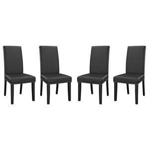 Modway Parcel 19.5&quot Faux Leather Dining Side Chair in Black (Set of 4)