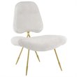Modway Ponder Sheepskin Fur & Stainless Steel Lounge Chair in White and Gold