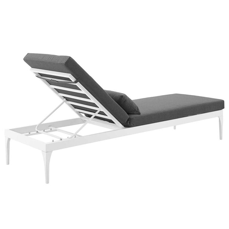 Modway Perspective Aluminum Patio Chaise Lounge in White and Charcoal