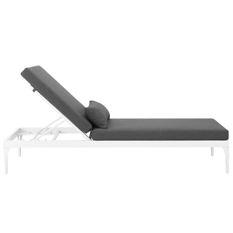 Modway Perspective Aluminum Patio Chaise Lounge in White and Charcoal