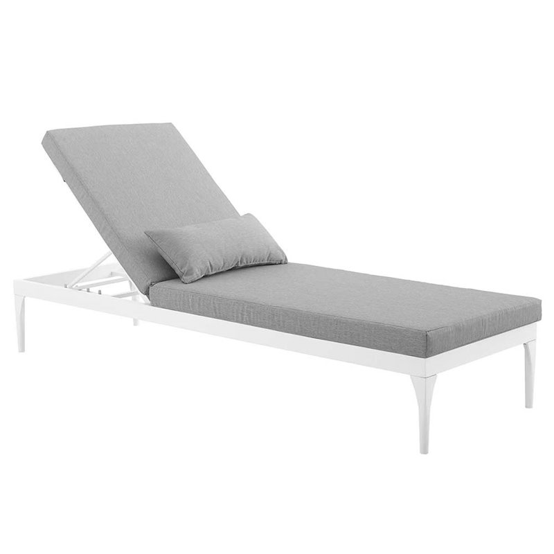 Modway Perspective Aluminum Patio Chaise Lounge in White and Gray