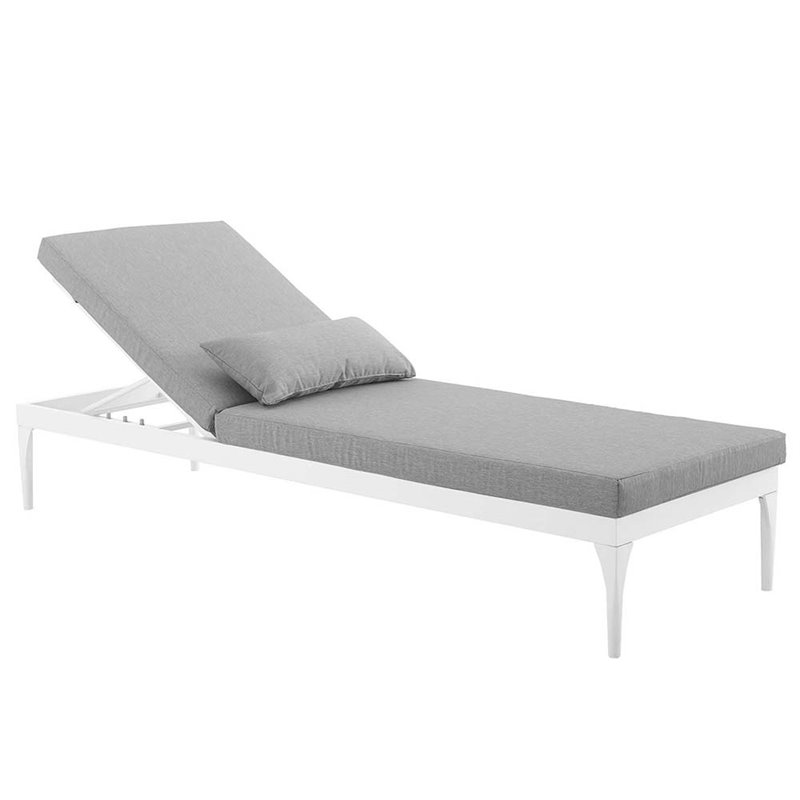 Modway Perspective Aluminum Patio Chaise Lounge in White and Gray