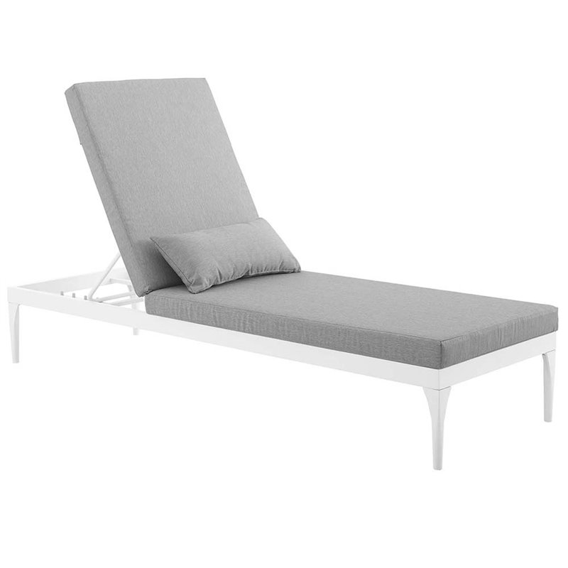 Modway Perspective Aluminum Patio Chaise Lounge in White and Gray