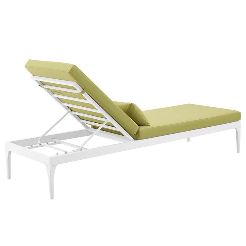 Modway Perspective Aluminum Patio Chaise Lounge in White and Peridot Green