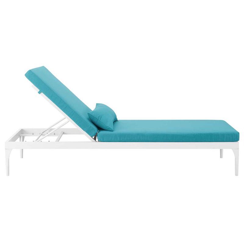 Modway Perspective Aluminum Patio Chaise Lounge in White and Turquoise