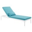 Modway Perspective Aluminum Patio Chaise Lounge in White and Turquoise