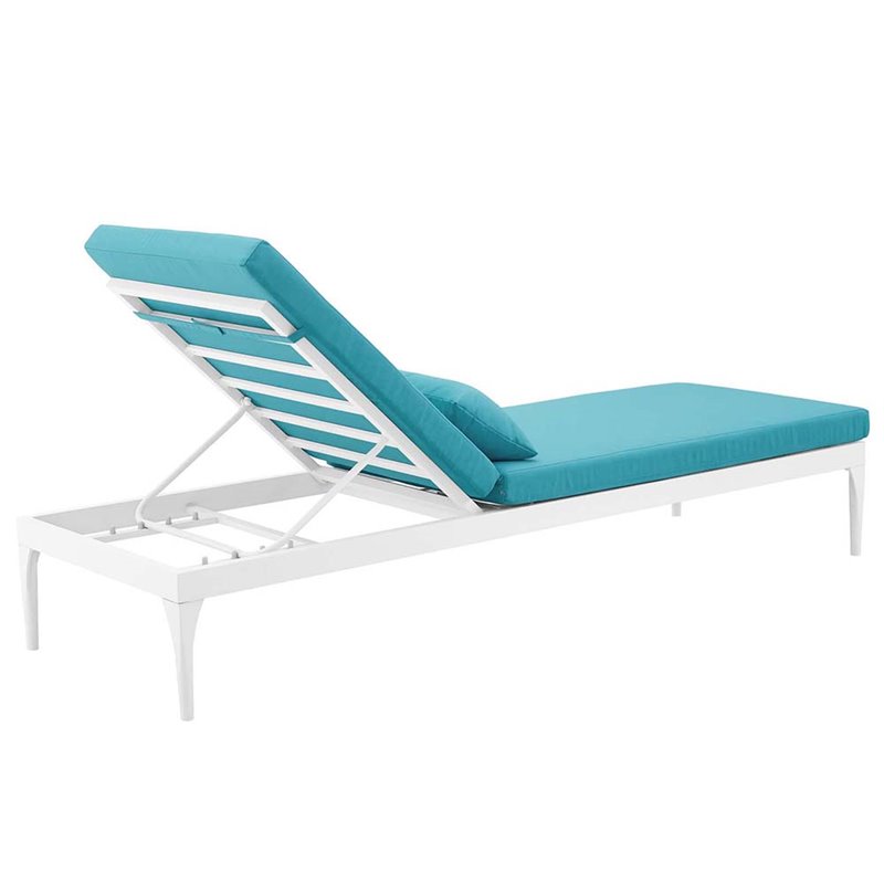 Modway Perspective Aluminum Patio Chaise Lounge in White and Turquoise