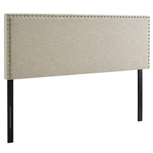 Modway Phoebe Queen Upholstered Polyester Fabric Headboard in Beige