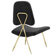 Modway Ponder Performance Velvet Lounge Chair in Black and Gold
