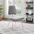 Modway Ponder Performance Velvet Lounge Chair in Gray and Gold