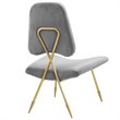 Modway Ponder Performance Velvet Lounge Chair in Gray and Gold