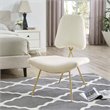 Modway Ponder Performance Velvet Lounge Chair in Ivory and Gold