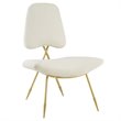 Modway Ponder Performance Velvet Lounge Chair in Ivory and Gold