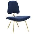 Modway Ponder Velvet Accent Chair in Navy and Gold