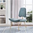 Modway Ponder Performance Velvet Lounge Chair in Sea Blue and Gold