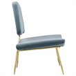 Modway Ponder Performance Velvet Lounge Chair in Sea Blue and Gold
