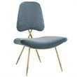Modway Ponder Performance Velvet Lounge Chair in Sea Blue and Gold