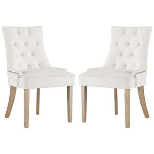 Modway Pose 19&quot Modern Performance Velvet Dining Chair in Ivory (Set of 2)