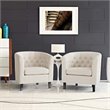 Modway Prospect Tufted Fabric Upholstered Armchair in Beige (Set of 2)