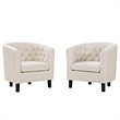 Modway Prospect Tufted Fabric Upholstered Armchair in Beige (Set of 2)