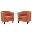 Modway Prospect Tufted Fabric Upholstered Armchair in Orange (Set of 2)