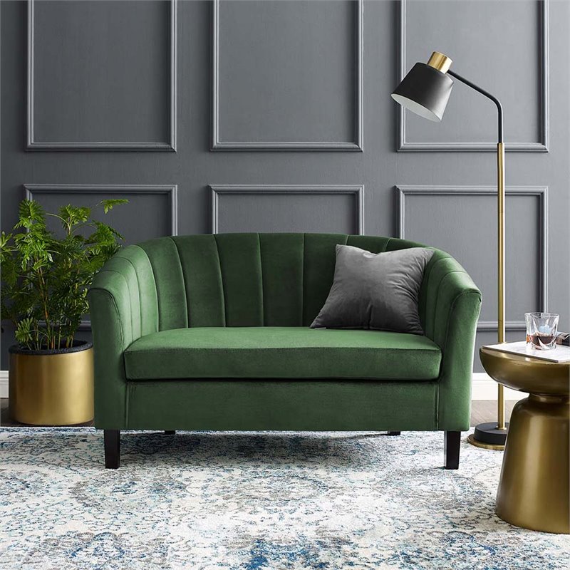 Modway Prospect Velvet Tufted Loveseat in Emerald and Black Cymax