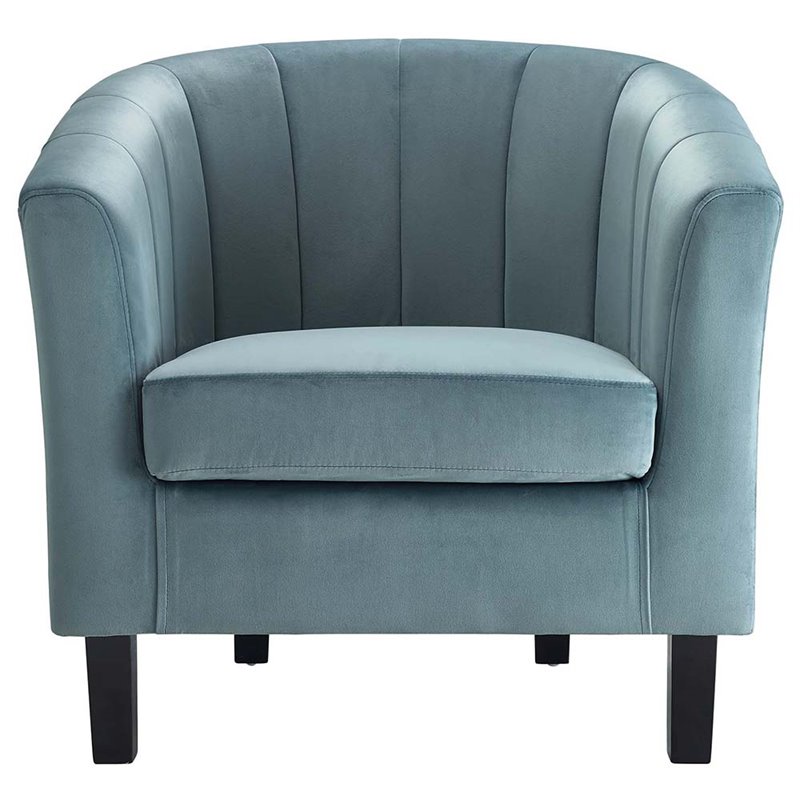Modway Prospect Channel Tufted Performance Velvet Armchair in Light Blue