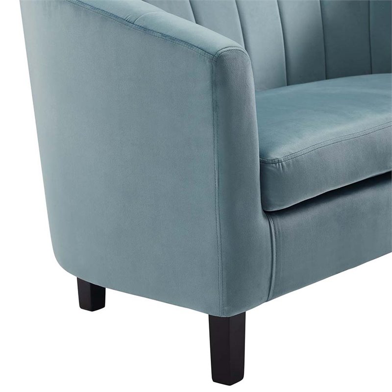 Modway Prospect Channel Tufted Performance Velvet Armchair in Light Blue