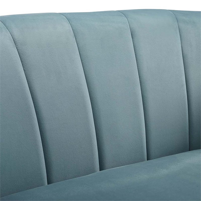 Modway Prospect Channel Tufted Performance Velvet Armchair in Light Blue