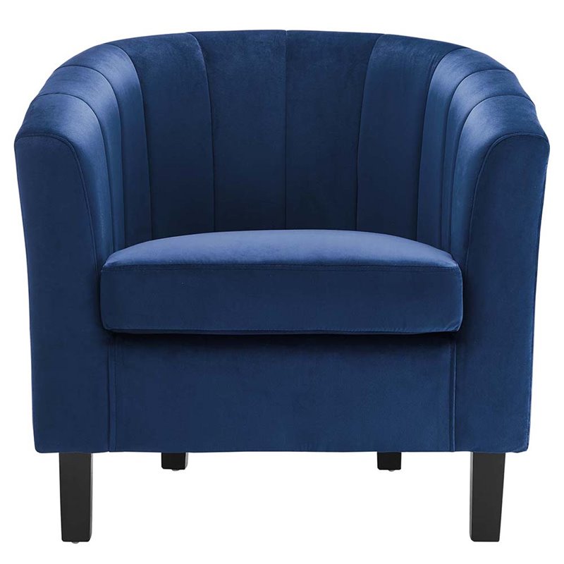 Modway Prospect Channel Tufted Performance Velvet Armchair in Navy